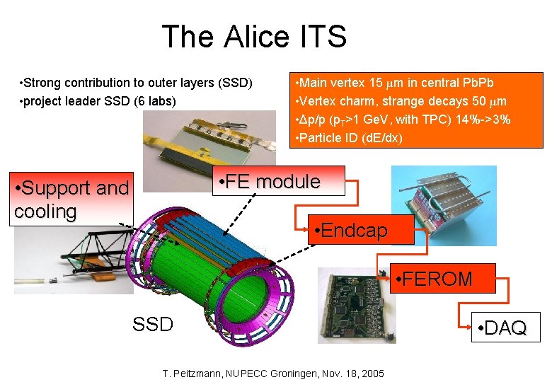 The Alice ITS • Strong contribution to outer layers (SSD) • project leader SSD