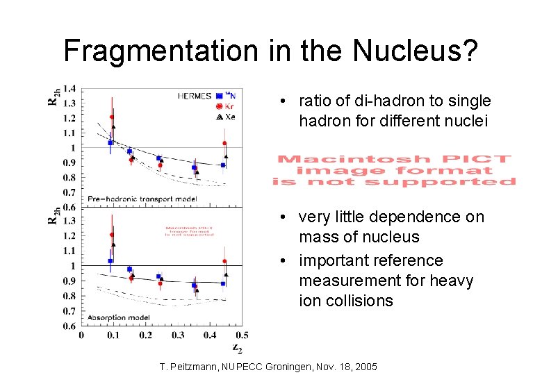 Fragmentation in the Nucleus? • ratio of di-hadron to single hadron for different nuclei