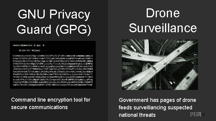 GNU Privacy Guard (GPG) Command line encryption tool for secure communications Drone Surveillance Government