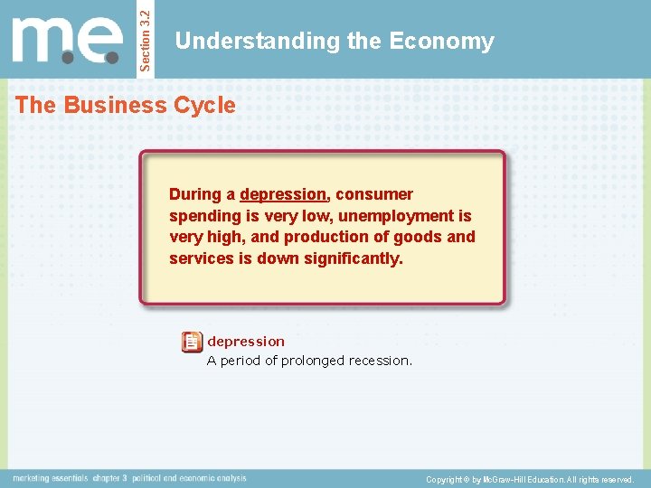 Section 3. 2 Understanding the Economy The Business Cycle During a depression, consumer spending