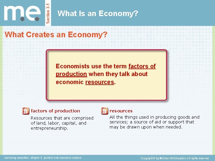 Section 3. 1 What Is an Economy? What Creates an Economy? Economists use the