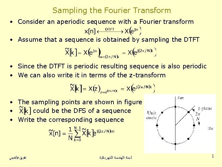 Sampling the Fourier Transform • Consider an aperiodic sequence with a Fourier transform •