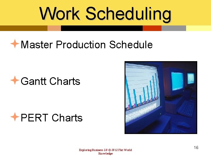 Work Scheduling Master Production Schedule Gantt Charts PERT Charts Exploring Business 2. 0 ©