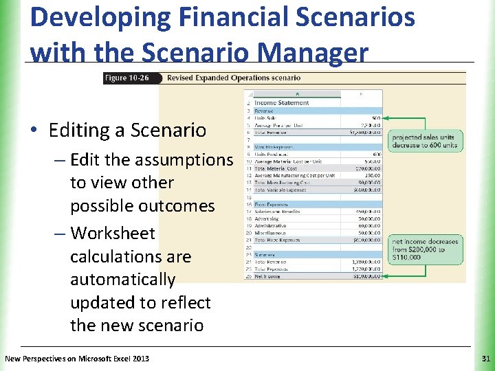 Developing Financial Scenarios with the Scenario Manager XP • Editing a Scenario – Edit