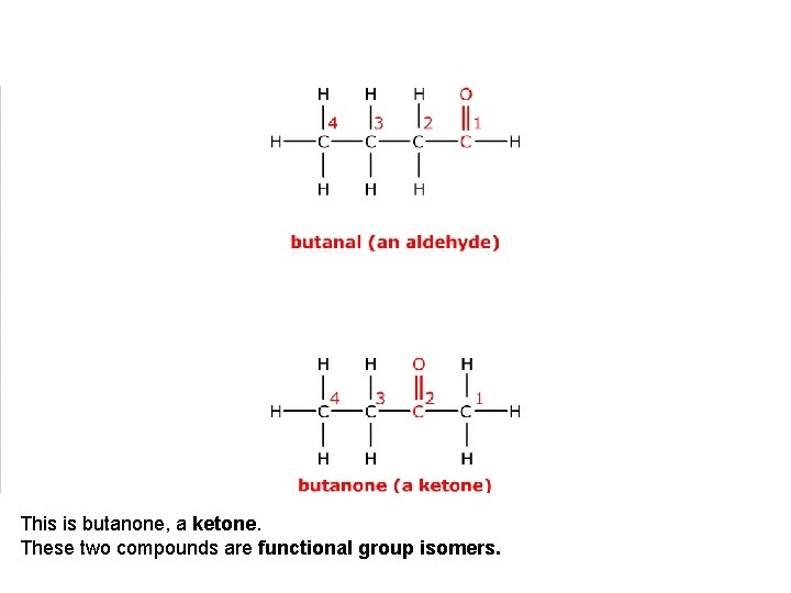 This is butanone, a ketone. These two compounds are functional group isomers. 