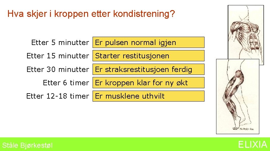 Hva skjer i kroppen etter kondistrening? Etter 5 minutter Er pulsen normal igjen Etter