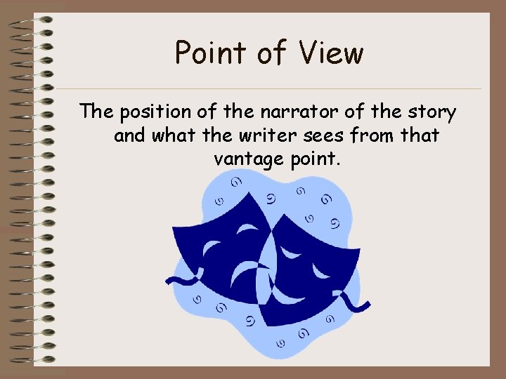 Point of View The position of the narrator of the story and what the Point of View The position of the narrator of the story and what the