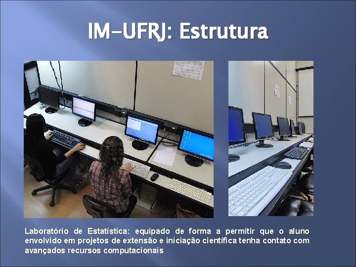 IM-UFRJ: Estrutura Laboratório de Estatística: equipado de forma a permitir que o aluno envolvido