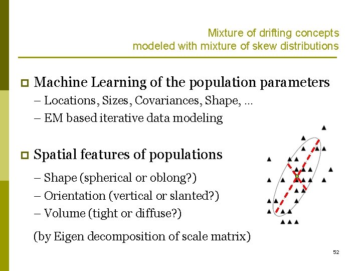 Mixture of drifting concepts modeled with mixture of skew distributions p Machine Learning of