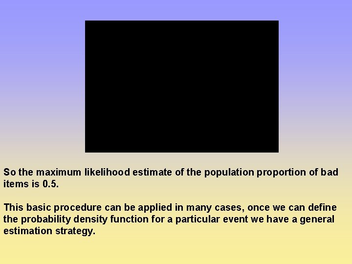 So the maximum likelihood estimate of the population proportion of bad items is 0.