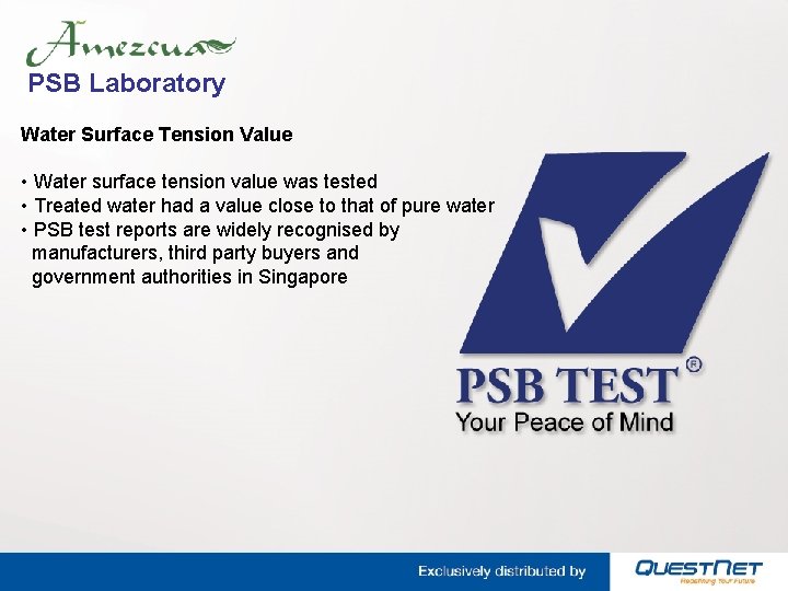 PSB Laboratory Water Surface Tension Value • Water surface tension value was tested •