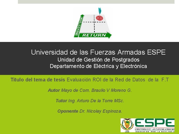 Universidad de las Fuerzas Armadas ESPE Unidad de Gestión de Postgrados Departamento de Eléctrica