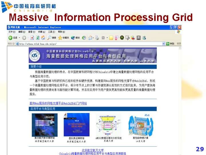 Massive Information Processing Grid 29 29 