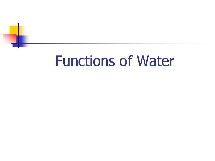 Functions of Water 