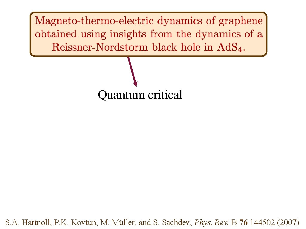 Quantum critical S. A. Hartnoll, P. K. Kovtun, M. Müller, and S. Sachdev, Phys.