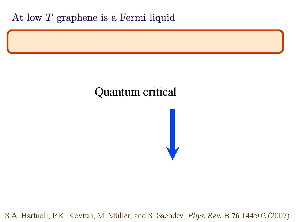 Quantum critical S. A. Hartnoll, P. K. Kovtun, M. Müller, and S. Sachdev, Phys.