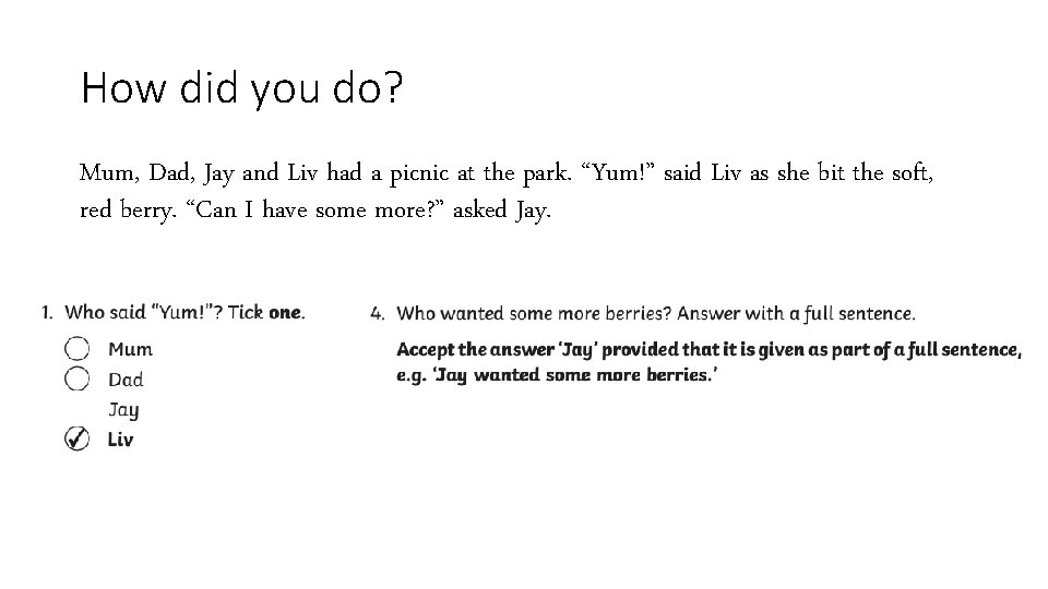 How did you do? Mum, Dad, Jay and Liv had a picnic at the