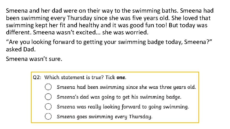 Smeena and her dad were on their way to the swimming baths. Smeena had