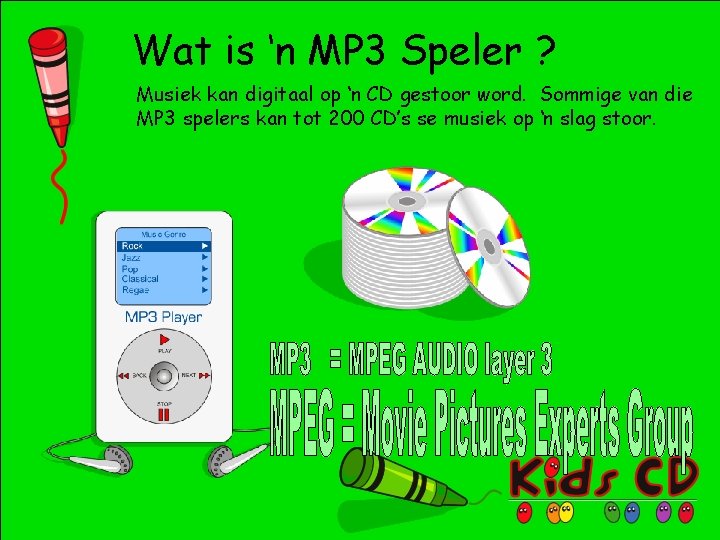 Wat is ‘n MP 3 Speler ? Musiek kan digitaal op ‘n CD gestoor