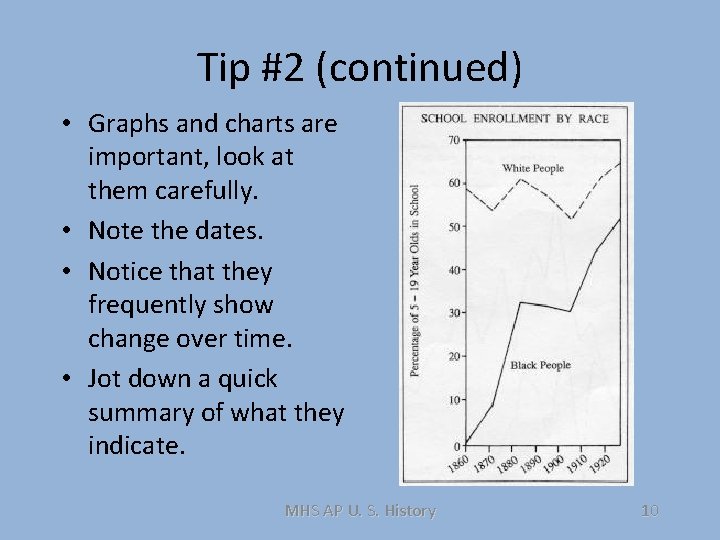 Tip #2 (continued) • Graphs and charts are important, look at them carefully. •