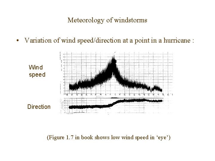 Meteorology of windstorms • Variation of wind speed/direction at a point in a hurricane