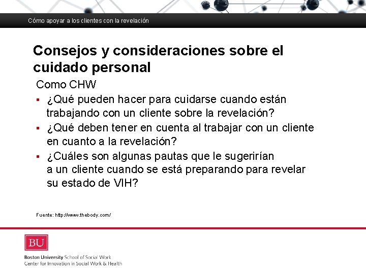 Cómo apoyar a los clientes con la revelación Consejos y consideraciones sobre el cuidado