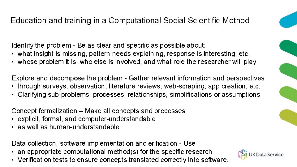 Education and training in a Computational Social Scientific Method Identify the problem - Be