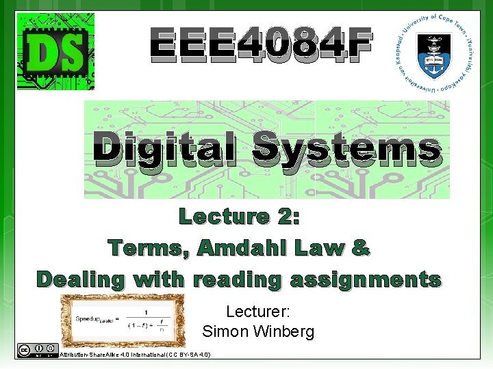 EEE 4084 F Digital Systems Lecture 2: Terms, Amdahl Law & Dealing with reading