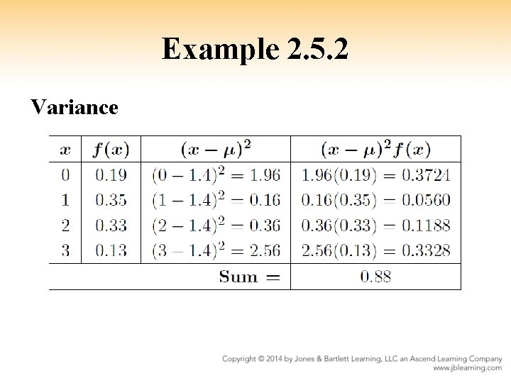 Example 2. 5. 2 Variance 