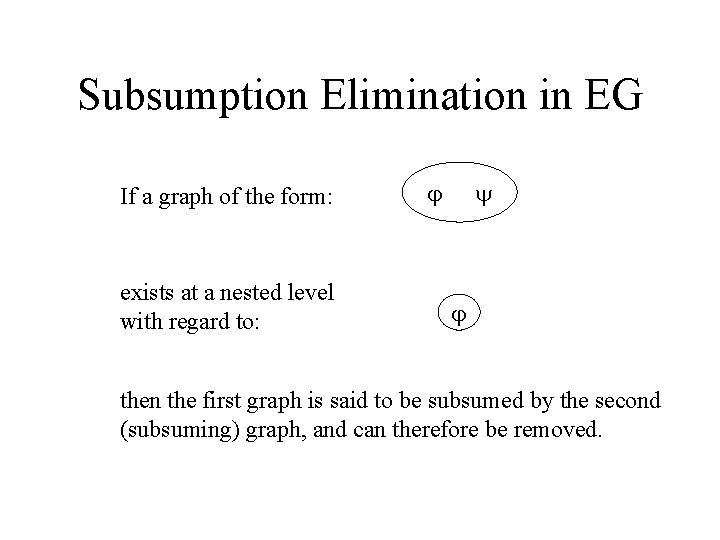 Subsumption Elimination in EG If a graph of the form: exists at a nested
