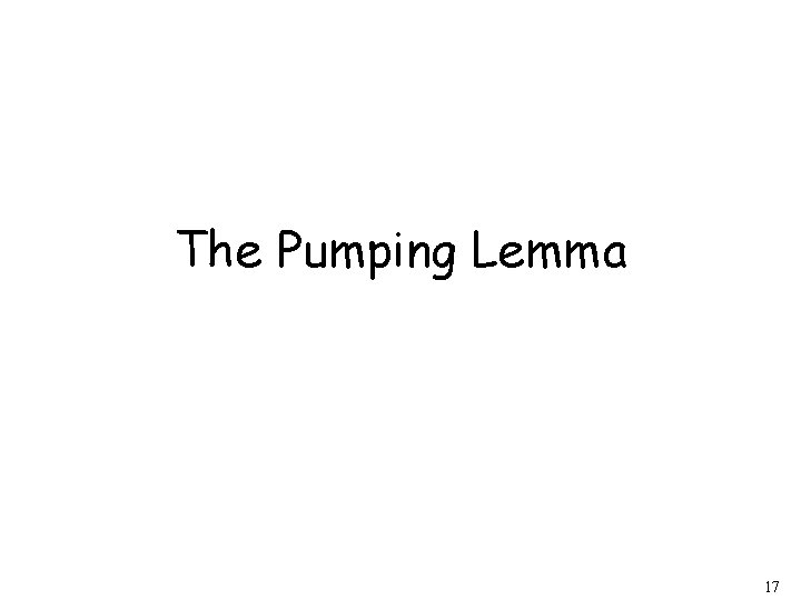 The Pumping Lemma 17 