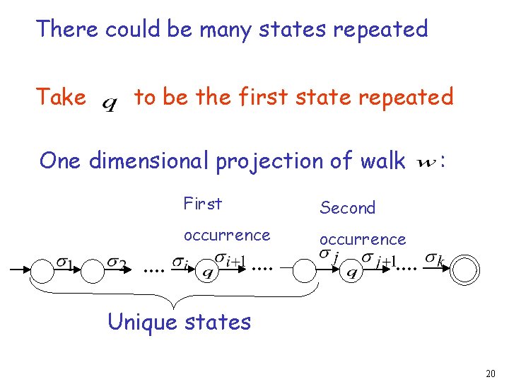 There could be many states repeated Take to be the first state repeated One