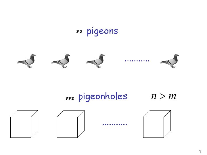 pigeons. . . pigeonholes. . . 7 