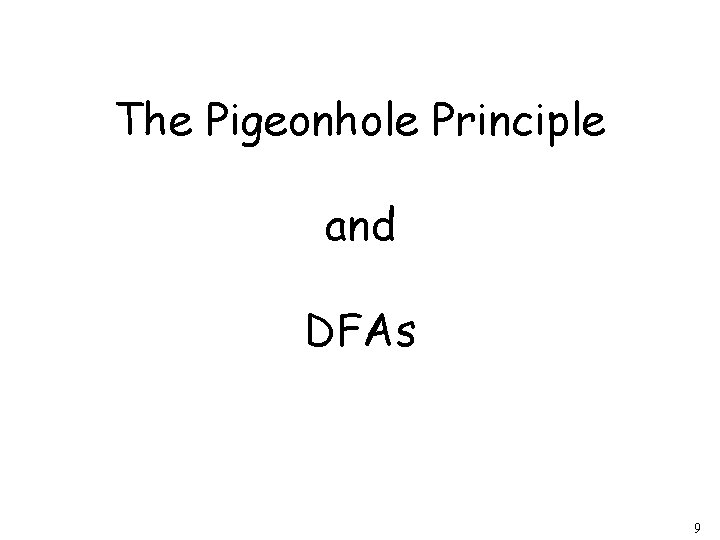 The Pigeonhole Principle and DFAs 9 