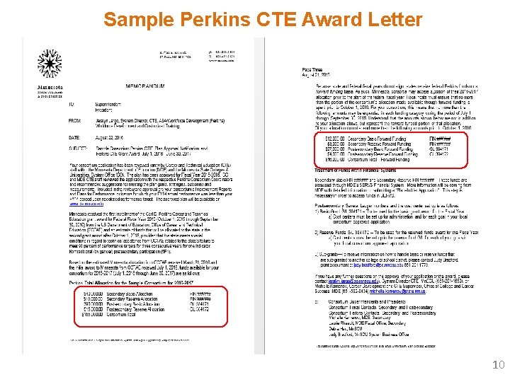 Sample Perkins CTE Award Letter 10 