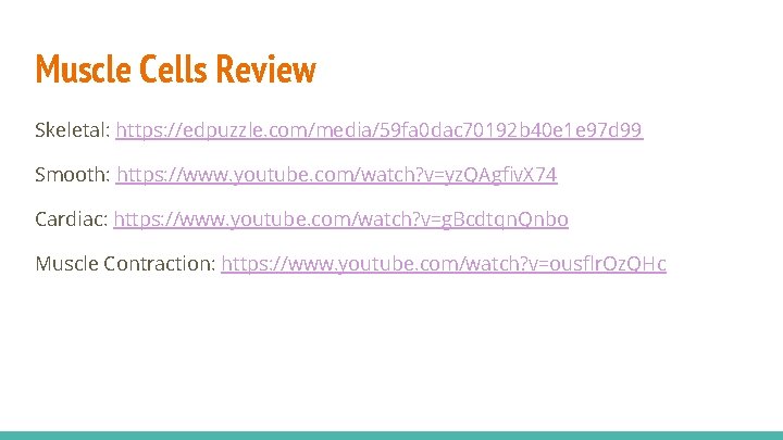 Muscle Cells Review Skeletal: https: //edpuzzle. com/media/59 fa 0 dac 70192 b 40 e