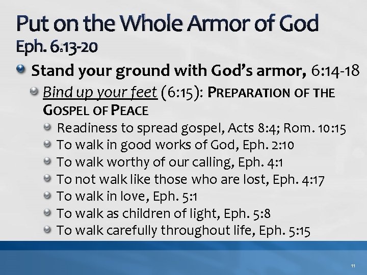 Put on the Whole Armor of God Eph. 6: 13 -20 Stand your ground Put on the Whole Armor of God Eph. 6: 13 -20 Stand your ground