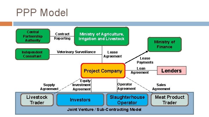 PPP Model Central Partnership Authority Independent Consultant Contract Reporting Ministry of Agriculture, Irrigation and