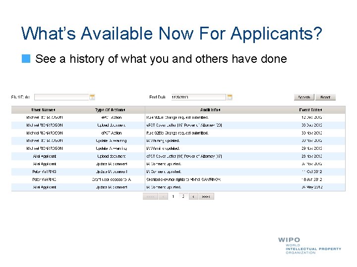 What’s Available Now For Applicants? See a history of what you and others have