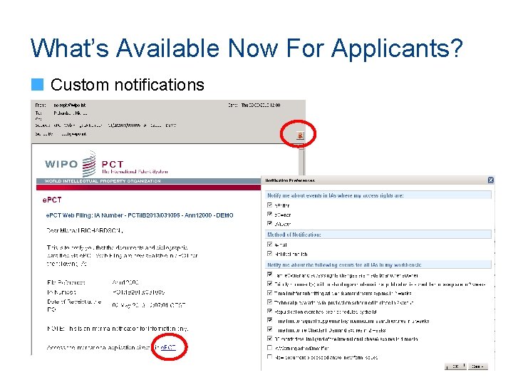 What’s Available Now For Applicants? Custom notifications 