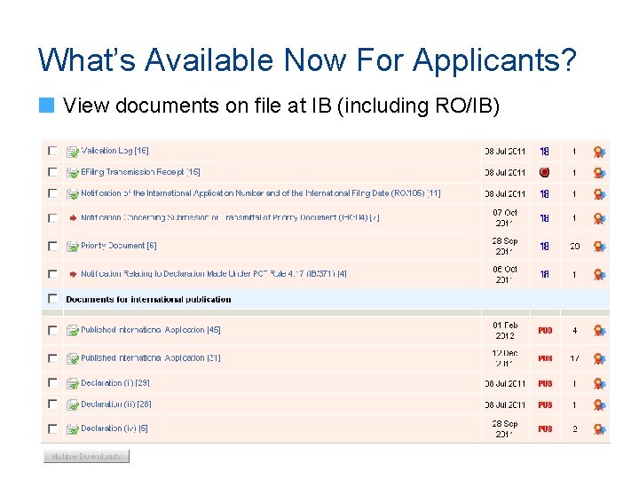 What’s Available Now For Applicants? View documents on file at IB (including RO/IB) 