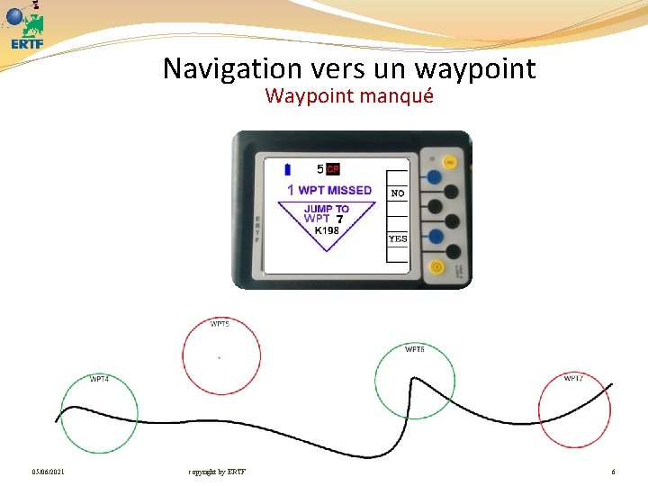 Navigation vers un waypoint Waypoint manqué 05/06/2021 copyright by ERTF 6 