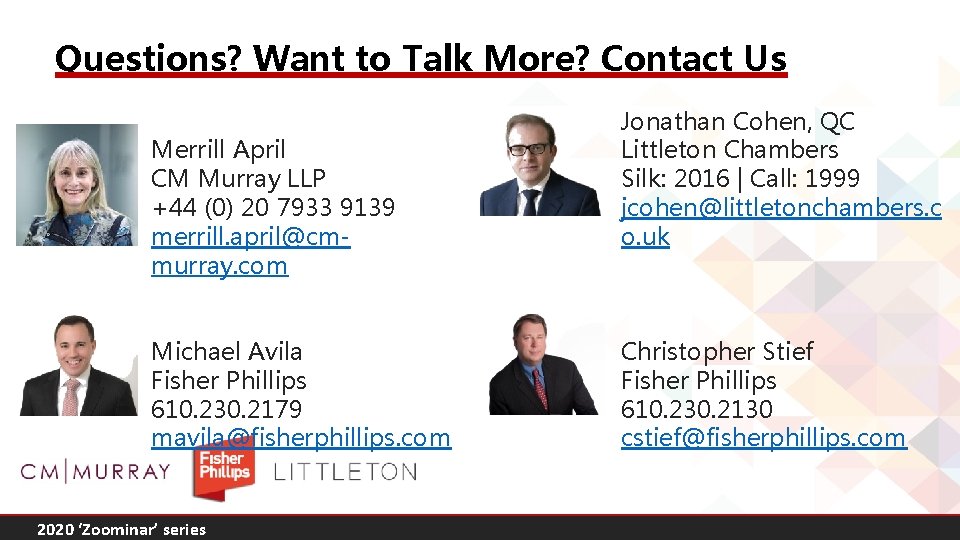 Questions? Want to Talk More? Contact Us Merrill April CM Murray LLP +44 (0)