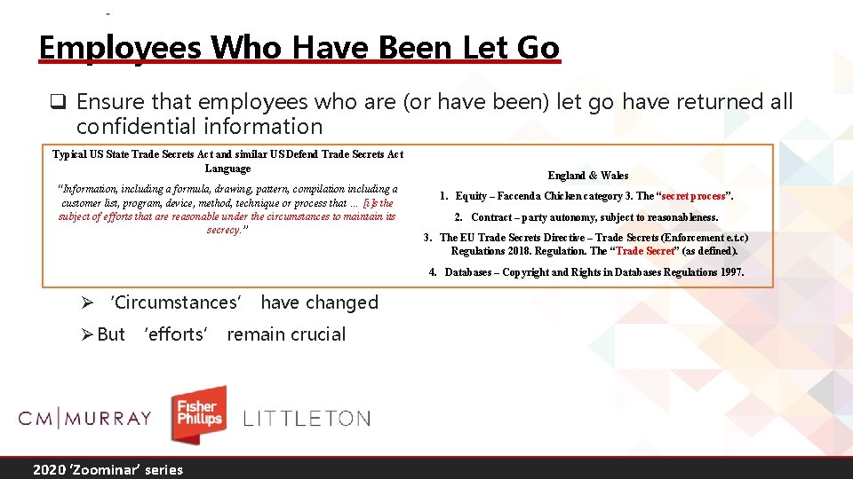 “ Employees Who Have Been Let Go q Ensure that employees who are (or