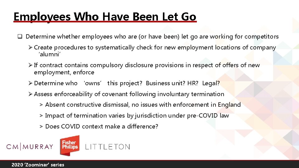 Employees Who Have Been Let Go q Determine whether employees who are (or have