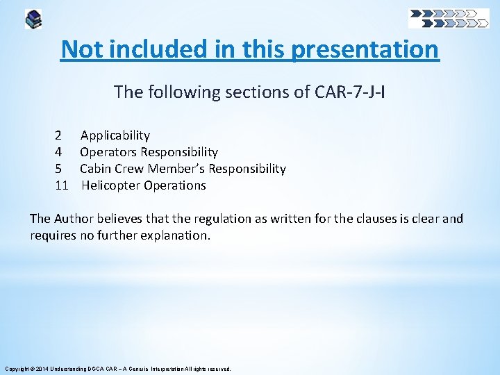 Not included in this presentation The following sections of CAR-7 -J-I 2 4 5
