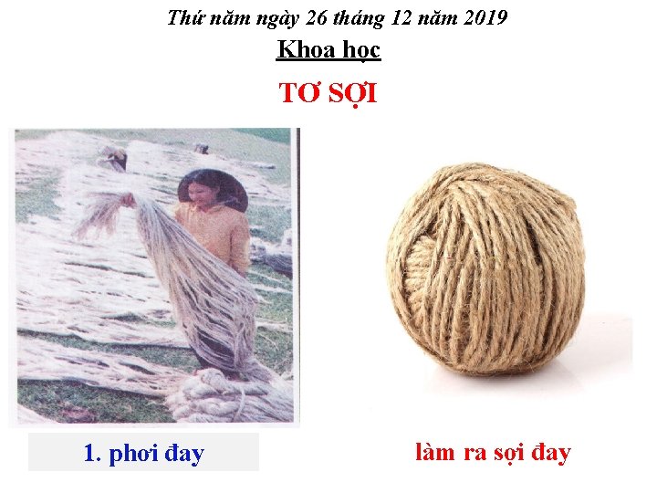 Thứ năm ngày 26 tháng 12 năm 2019 Khoa học TƠ SỢI 1. phơi