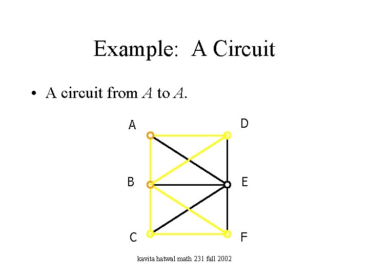 Example: A Circuit • A circuit from A to A. A D B E