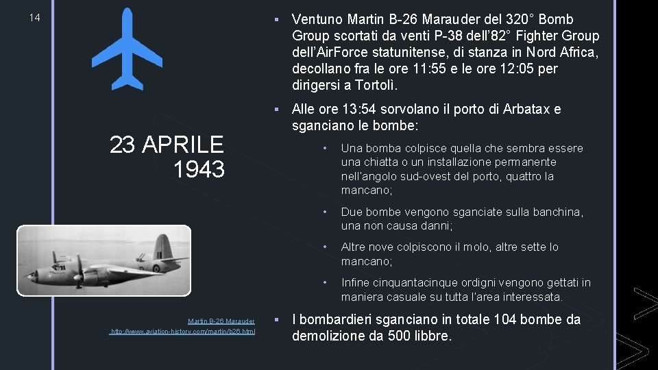 § Ventuno Martin B-26 Marauder del 320° Bomb 14 z Group scortati da venti
