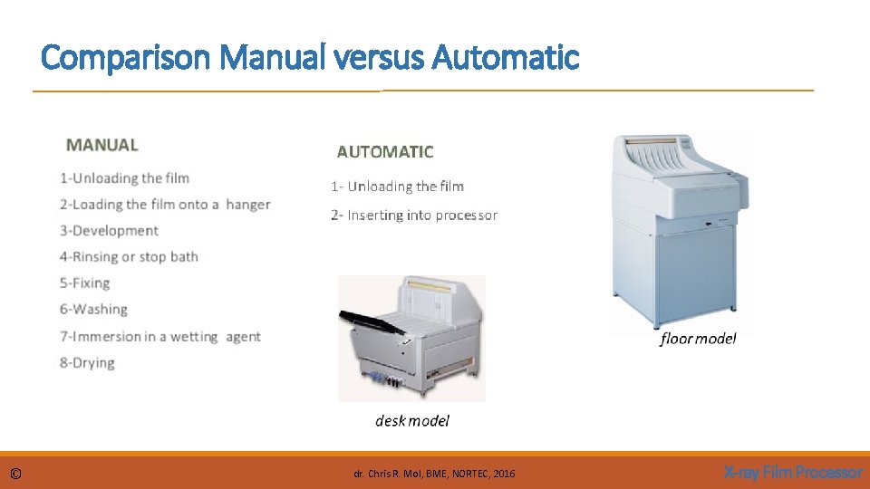 Comparison Manual versus Automatic © dr. Chris R. Mol, BME, NORTEC, 2016 X-ray Film Comparison Manual versus Automatic © dr. Chris R. Mol, BME, NORTEC, 2016 X-ray Film